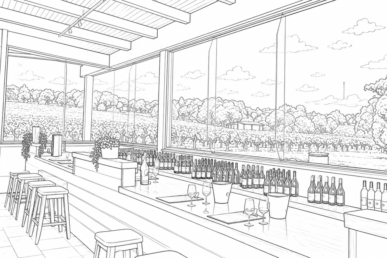 Illustration of the Fergusson Winery bar