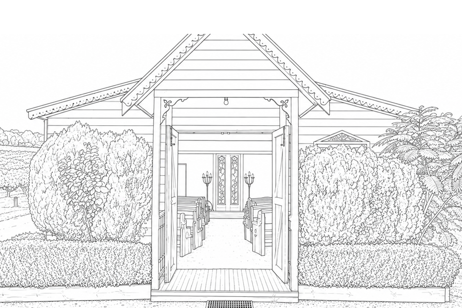 Illustration of the Fergusson Winery chapel